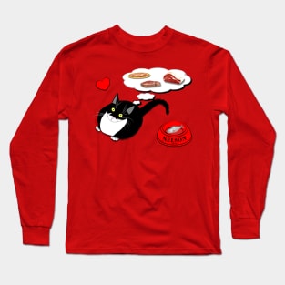 Hungry cat Feed Me Cute Tuxedo Fatty Copyright TeAnne Long Sleeve T-Shirt